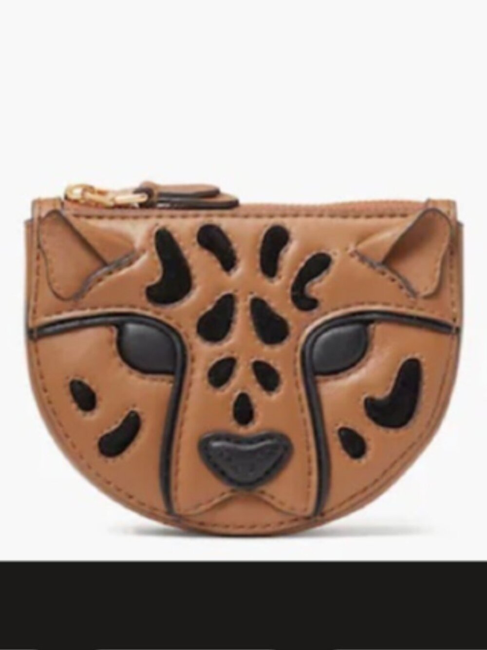 Kate Spade Lucy brown cat leopard animal coin zip purse LIKE NEW